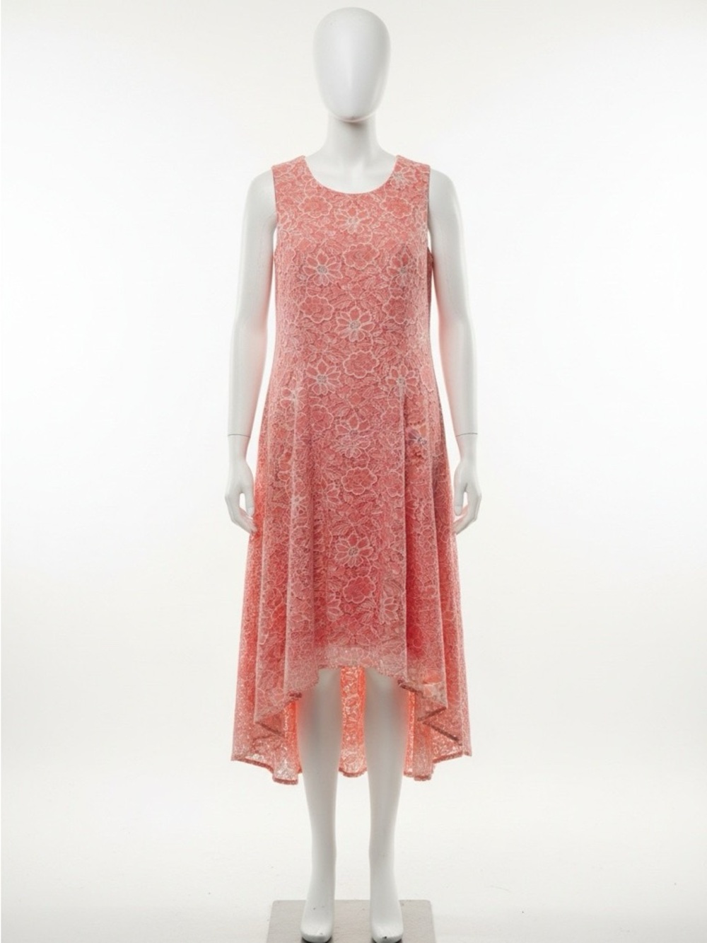 Tommy Hilfiger Coral-Pink Lace High-Low Dress